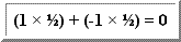 (1 * 1/2) + (-1 * 1/2) = 0