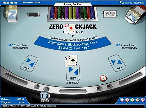 Betfair Zero margin blackjack